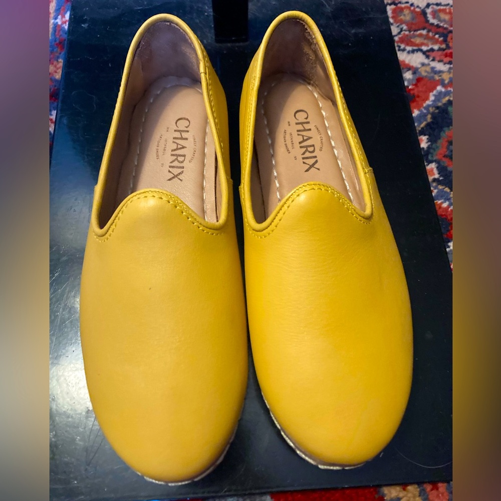 Charix yellow slip on shoes loafers leather Turkish Sz. 36 or 6